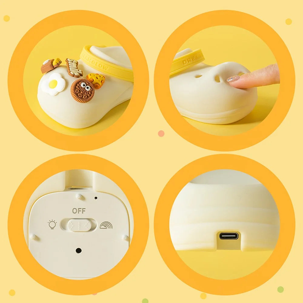 TW-L95 Clog Shoes Shape Tap Night Light with Timer Voice Control Bedside Atmosphere Lamp for Kids Room - 5
