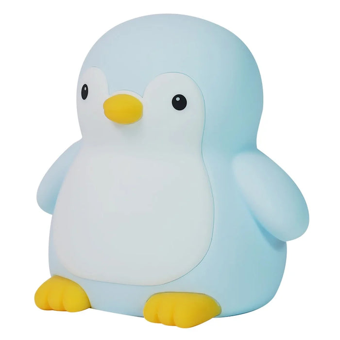 7 Color Changing Penguin Shape Silicone Night Light Tap Control Bedside Lamp with Timer for Children's Bedroom - Blue - 1