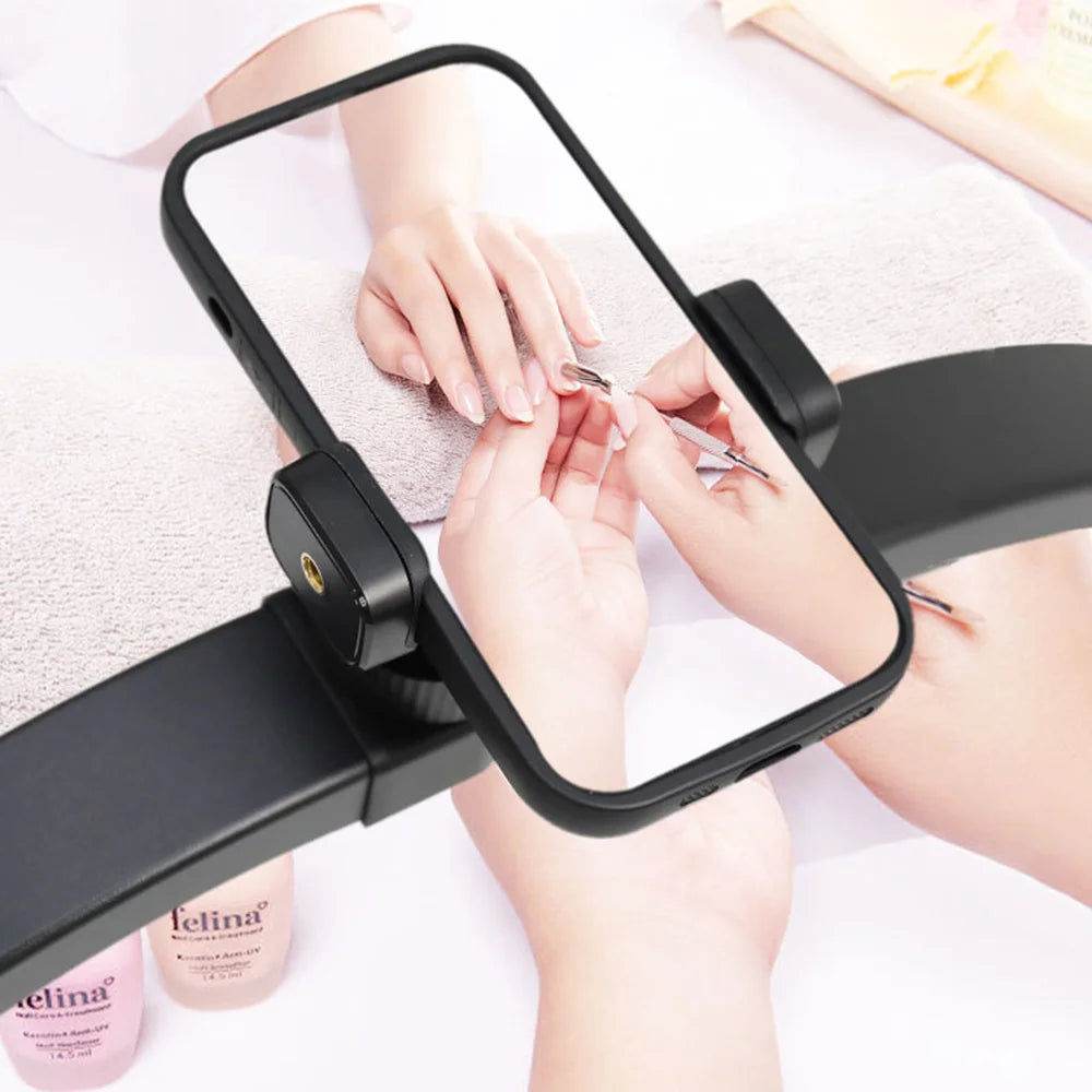 F-700 Crescent Shape Eye Protection Foldable Desktop Nail Light with Phone Clip for Nail Art / Eyelash Extension / Tattoo - US Plug/Large/Black - 3