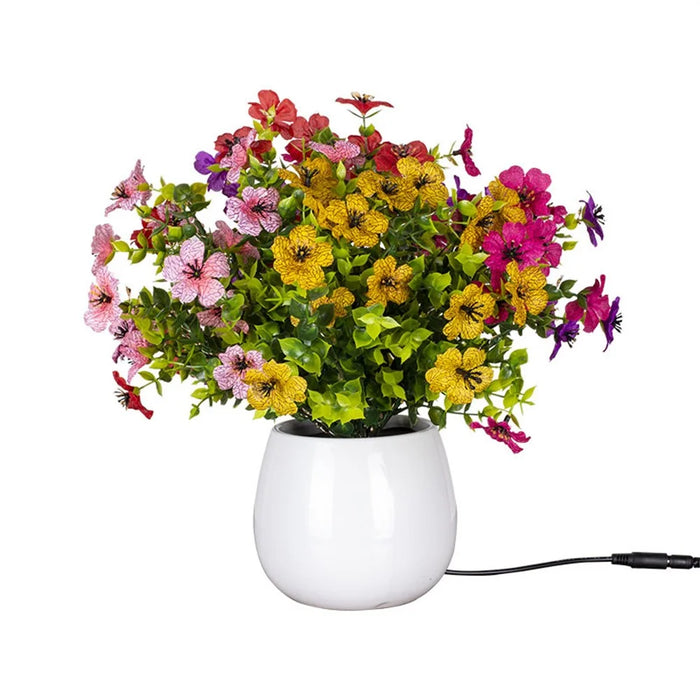 Glowing Violet Flower Pot Lamp Artificial Plant Table Light Ambient Decoration Desk Lamp For Home Dining - EU Plug - 1