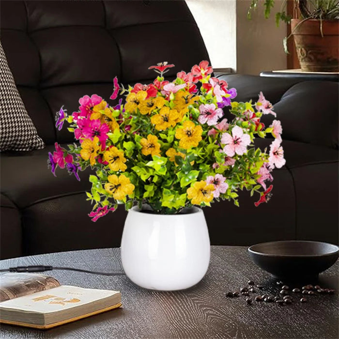 Glowing Violet Flower Pot Lamp Artificial Plant Table Light Ambient Decoration Desk Lamp For Home Dining - EU Plug - 5
