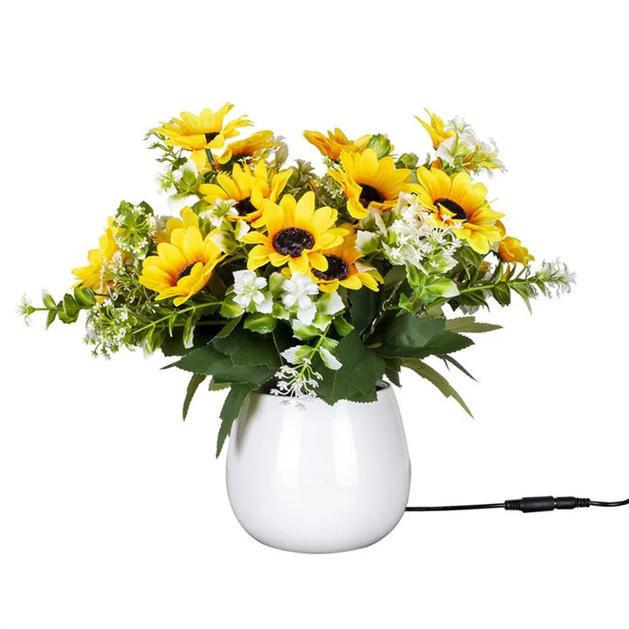 Artificial Sunflower Pot Light Daisy Table Lamp Atmosphere Lighting Photography Home Decor - EU Plug - 1