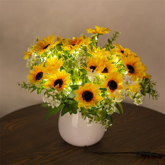 Artificial Sunflower Pot Light Daisy Table Lamp Atmosphere Lighting Photography Home Decor - EU Plug - 3
