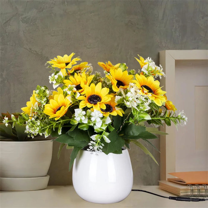 Artificial Sunflower Pot Light Daisy Table Lamp Atmosphere Lighting Photography Home Decor - EU Plug - 5