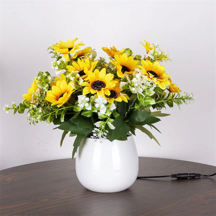 Artificial Sunflower Pot Light Daisy Table Lamp Atmosphere Lighting Photography Home Decor - EU Plug - 6