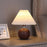 Pleated Table Lamp Bedroom Bedside Light Warm Romantic Simple Atmosphere Lamp 3 Color Dimming EU Plug - Walnut Grain (Linen Cover) - 2