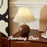 Pleated Table Lamp Bedroom Bedside Light Warm Romantic Simple Atmosphere Lamp 3 Color Dimming EU Plug - Walnut Grain (Linen Cover) - 4