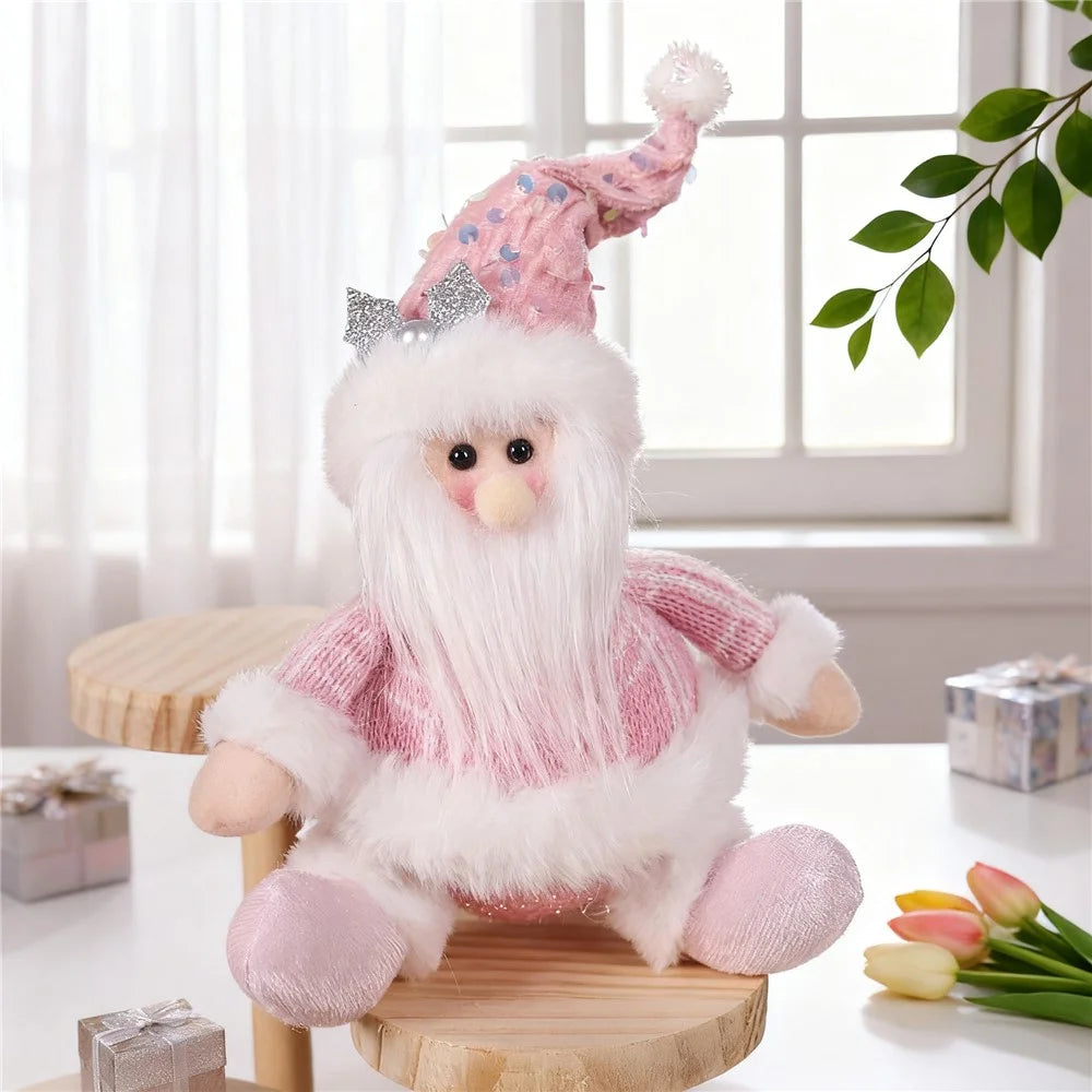 Pink Christmas Decoration Sequin Cartoon Doll Hanging Ornament Xmas Party Scene Decor - Santa Claus - 1