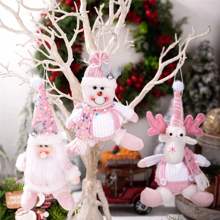 Santa Claus / Snowman / Elk Hanging Pendant Sequin Decor Christmas Tree Doll Ornament - Santa Claus - 4