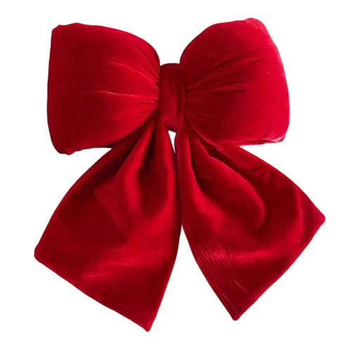 Size L 37 x 28cm Christmas Bow Large Velvet Bowknot Christmas Tree Decoration Ornament - Red - 1