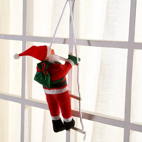 Santa Claus Climbing Ladder Window Decoration Christmas Hanging Ornament Festive Decoration - Red - 1