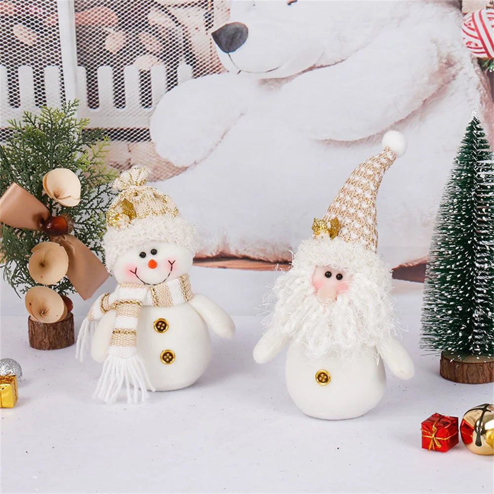 Christmas Gnome Figurine Plush Ornaments Holiday Decoration Gift Set Desktop Display - Santa Claus - 3