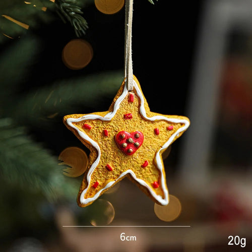 Christmas Resin Ornaments Set Vintage Painted Resin Christmas Tree Decorative Hanging Pendant - Star - 1