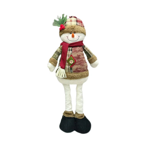 Christmas Tree Vintage Snowflake Plaid Cloth Stretchable Figurine Decoration Ornament Xmas Holiday Display - Snowman - 1