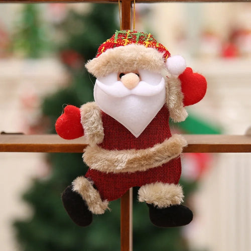 Christmas Tree Hanging Ornament Plush Fabric Decorations Holiday Party Pendant - Santa Claus - 1