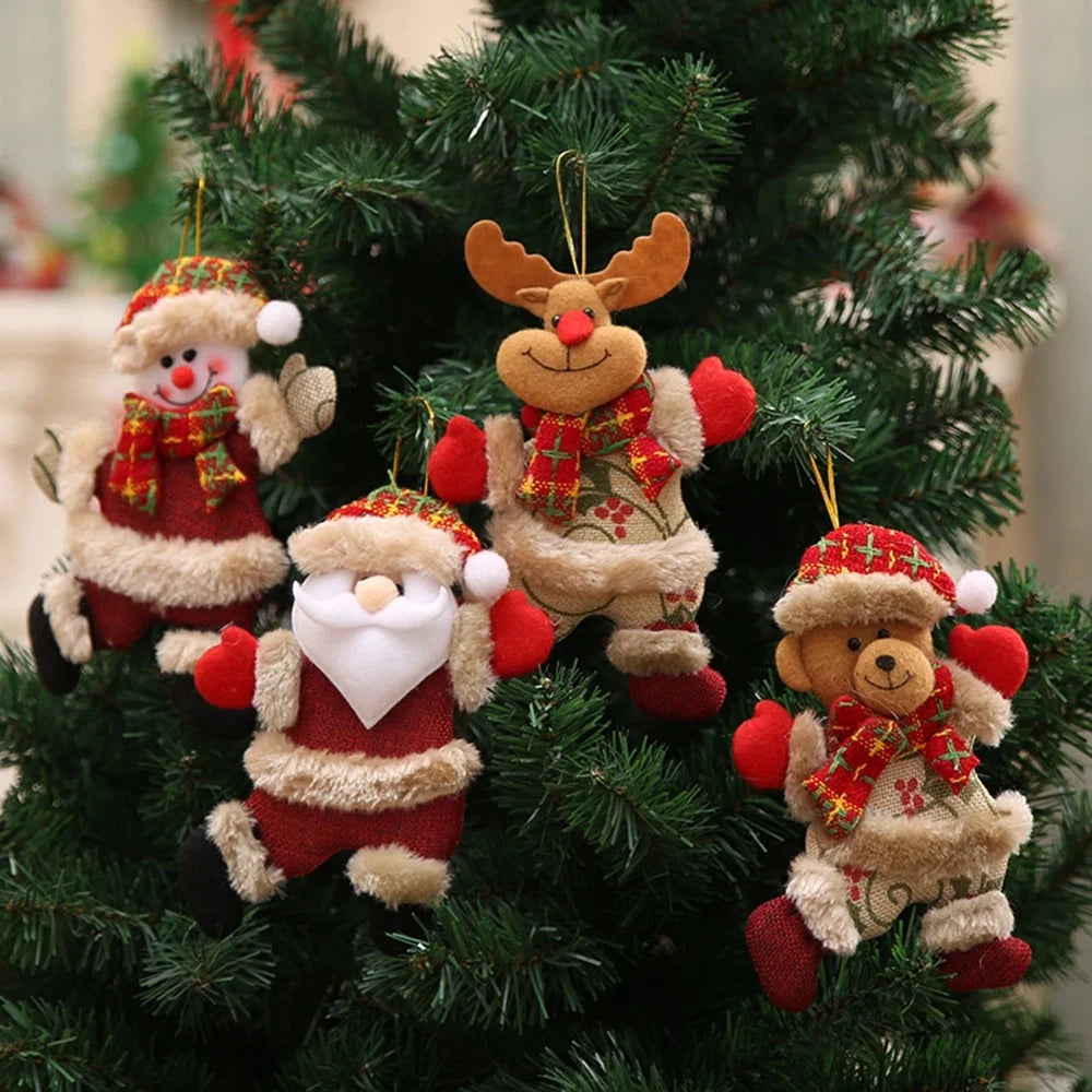 Christmas Tree Hanging Ornament Plush Fabric Decorations Holiday Party Pendant - Santa Claus - 2