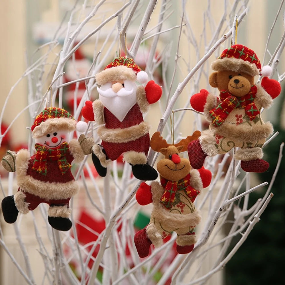 Christmas Tree Hanging Ornament Plush Fabric Decorations Holiday Party Pendant - Santa Claus - 4