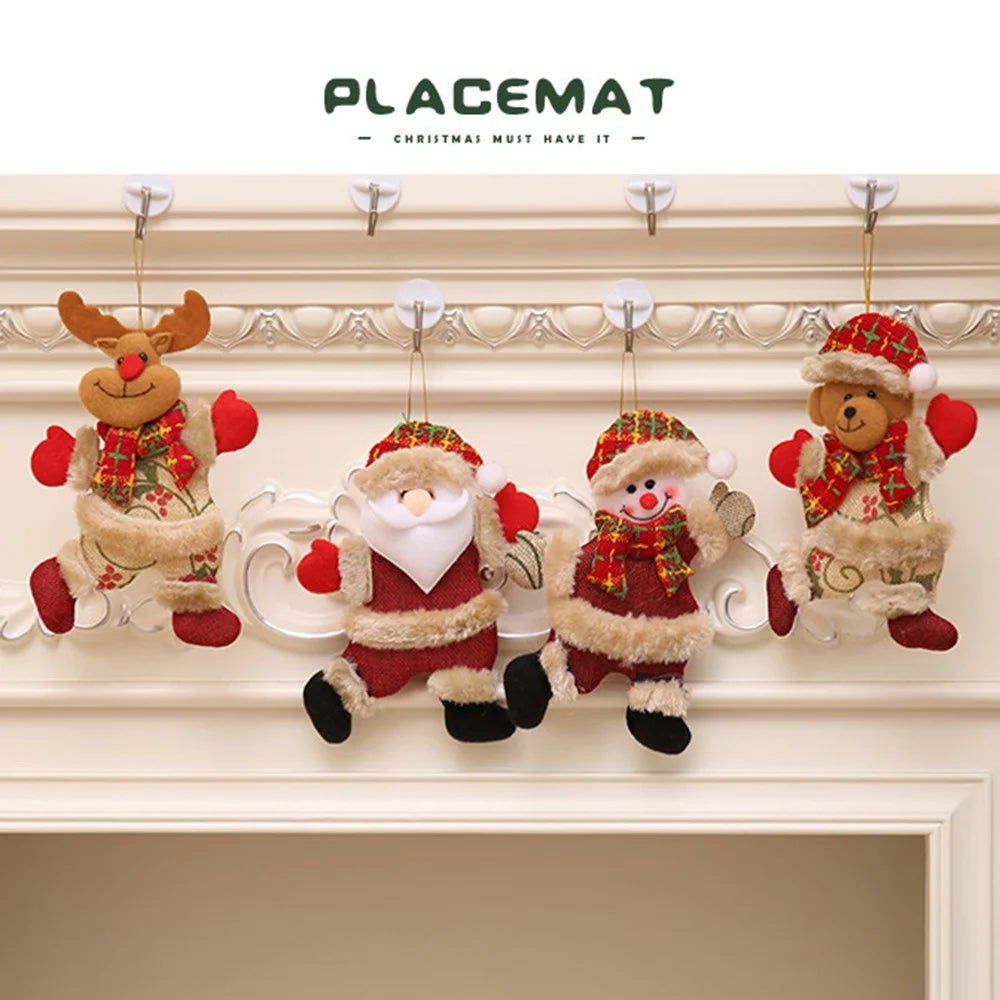 Christmas Tree Hanging Ornament Plush Fabric Decorations Holiday Party Pendant - Santa Claus - 5