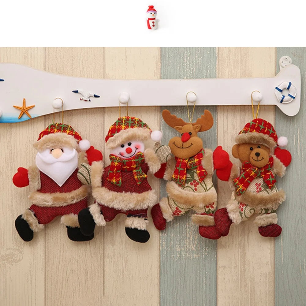 Christmas Tree Hanging Ornament Plush Fabric Decorations Holiday Party Pendant - Santa Claus - 6