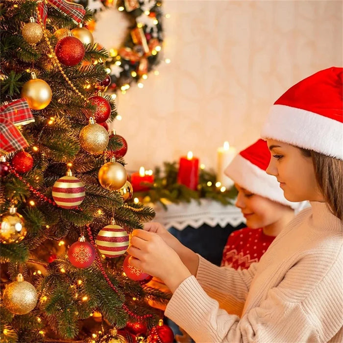 50Pcs 4cm Christmas Ball Ornaments Set Electroplated Painted Xmas Tree Hanging Ball - Red / Gold - 2