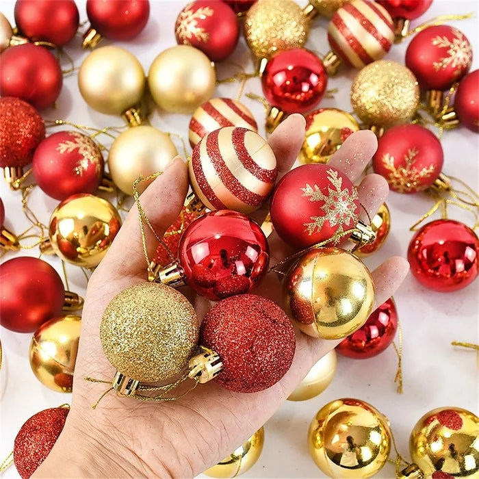 50Pcs 4cm Christmas Ball Ornaments Set Electroplated Painted Xmas Tree Hanging Ball - Red / Gold - 3