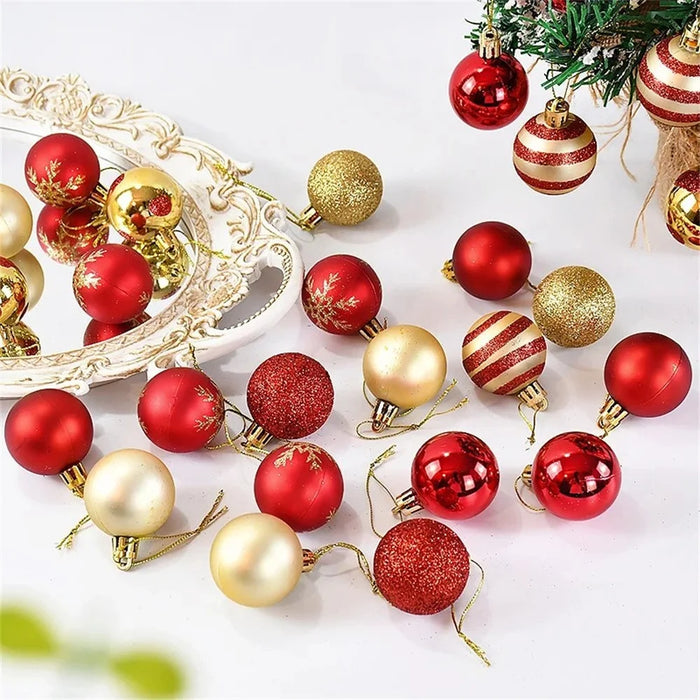50Pcs 4cm Christmas Ball Ornaments Set Electroplated Painted Xmas Tree Hanging Ball - Red / Gold - 5