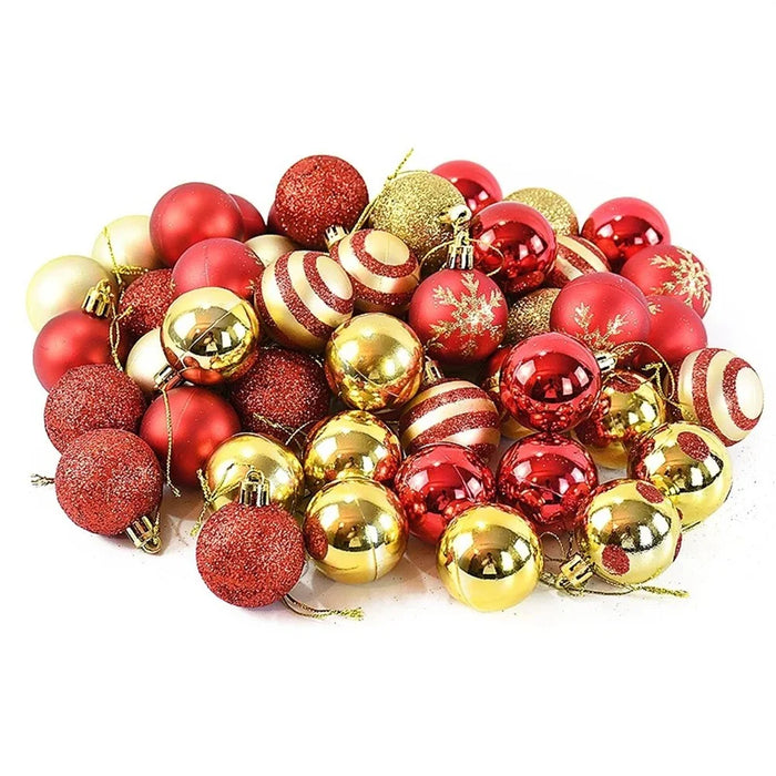 50Pcs 4cm Christmas Ball Ornaments Set Electroplated Painted Xmas Tree Hanging Ball - Red / Gold - 6