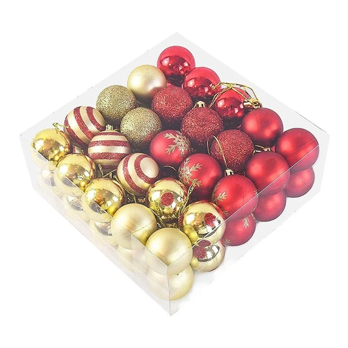50Pcs 4cm Christmas Ball Ornaments Set Electroplated Painted Xmas Tree Hanging Ball - Red / Gold - 7