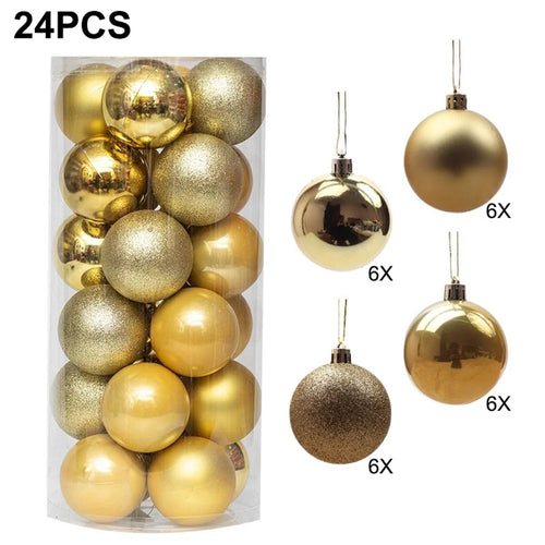 24Pcs 3cm Christmas Ornament Balls Electroplated Plastic Baubles Christmas Tree Decorations - Gold - 1