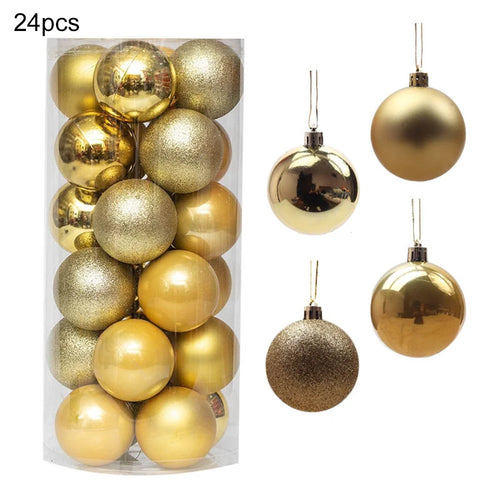 24Pcs 8cm Christmas Ornament Balls Electroplated Plastic Baubles Christmas Tree Decorations - Gold - 1