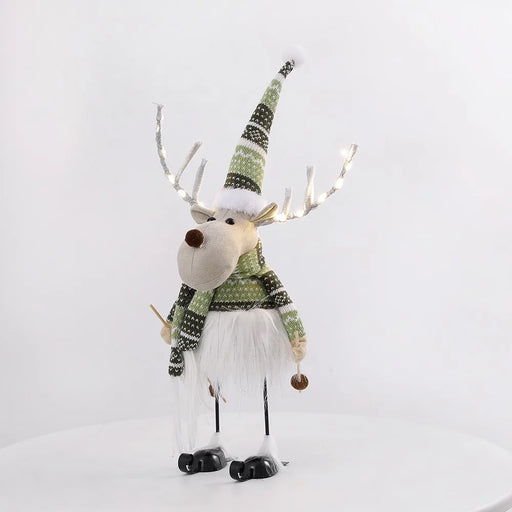 Christmas Swinging Reindeer Decoration with LED Light Antlers Plush Doll Holiday Ornament Standing Desktop Decor - Type A - 2