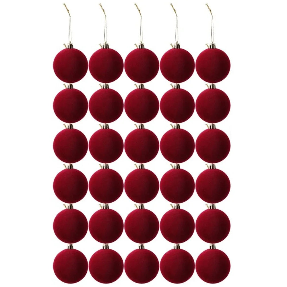30Pcs Christmas Ornament Balls 6cm Plastic Tree Decorations Hanging Baubles Holiday Decor - Wine Red - 1