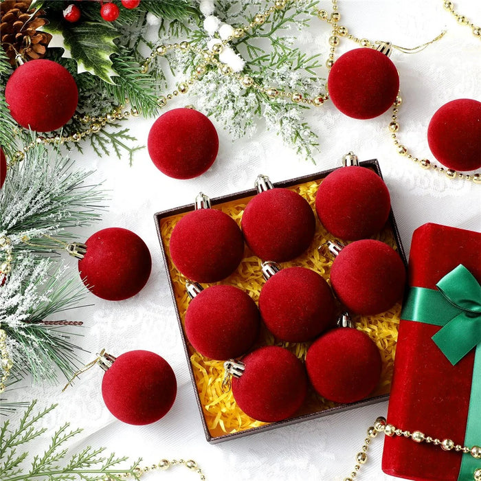30Pcs Christmas Ornament Balls 6cm Plastic Tree Decorations Hanging Baubles Holiday Decor - Wine Red - 3