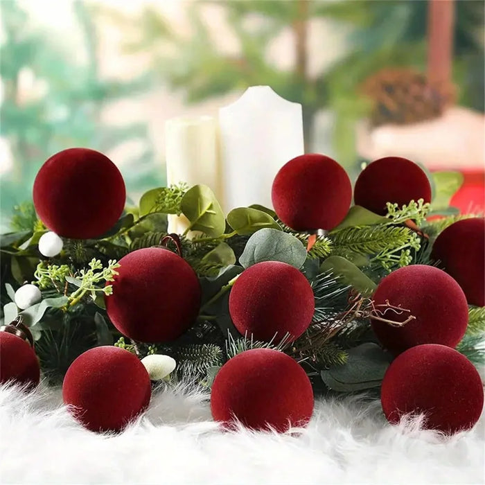 30Pcs Christmas Ornament Balls 6cm Plastic Tree Decorations Hanging Baubles Holiday Decor - Wine Red - 4
