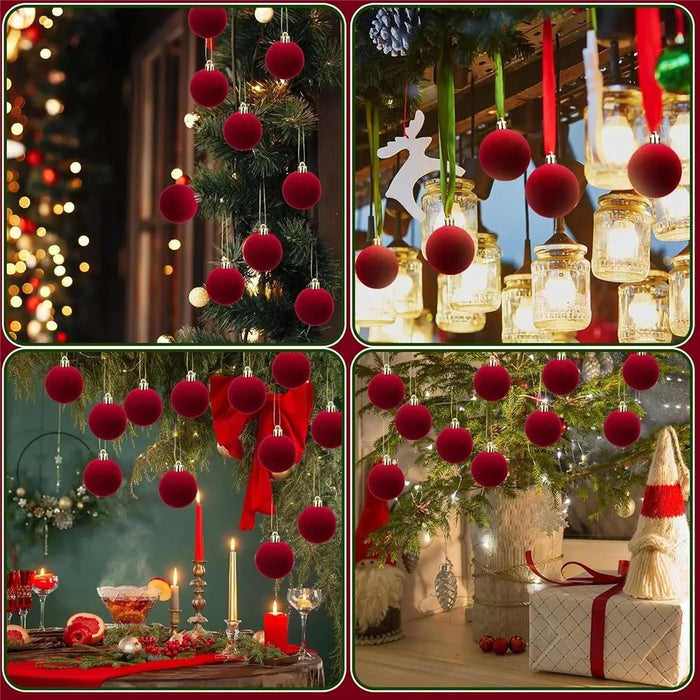 30Pcs Christmas Ornament Balls 6cm Plastic Tree Decorations Hanging Baubles Holiday Decor - Wine Red - 6