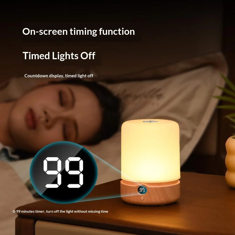 F3 Wood Grain RGB Timing Night Light Touch Control Desktop LED Ambient Lamp for Bedroom Living Room - 3