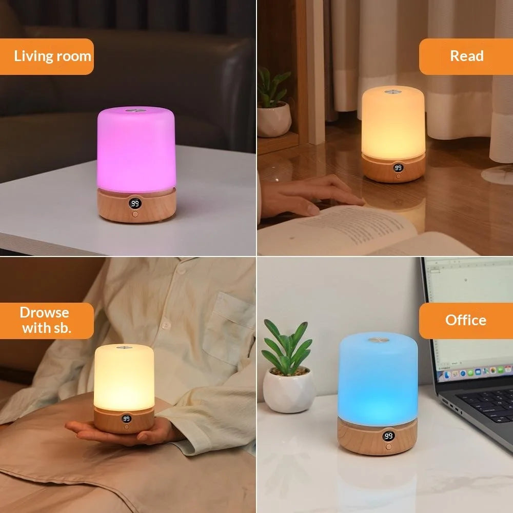 F3 Wood Grain RGB Timing Night Light Touch Control Desktop LED Ambient Lamp for Bedroom Living Room - 5
