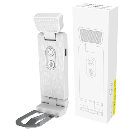 B303 Mini USB Rechargeable Clip LED Reading Light 200mAh 6 Brightness Levels Warm Light for Books - White - 1