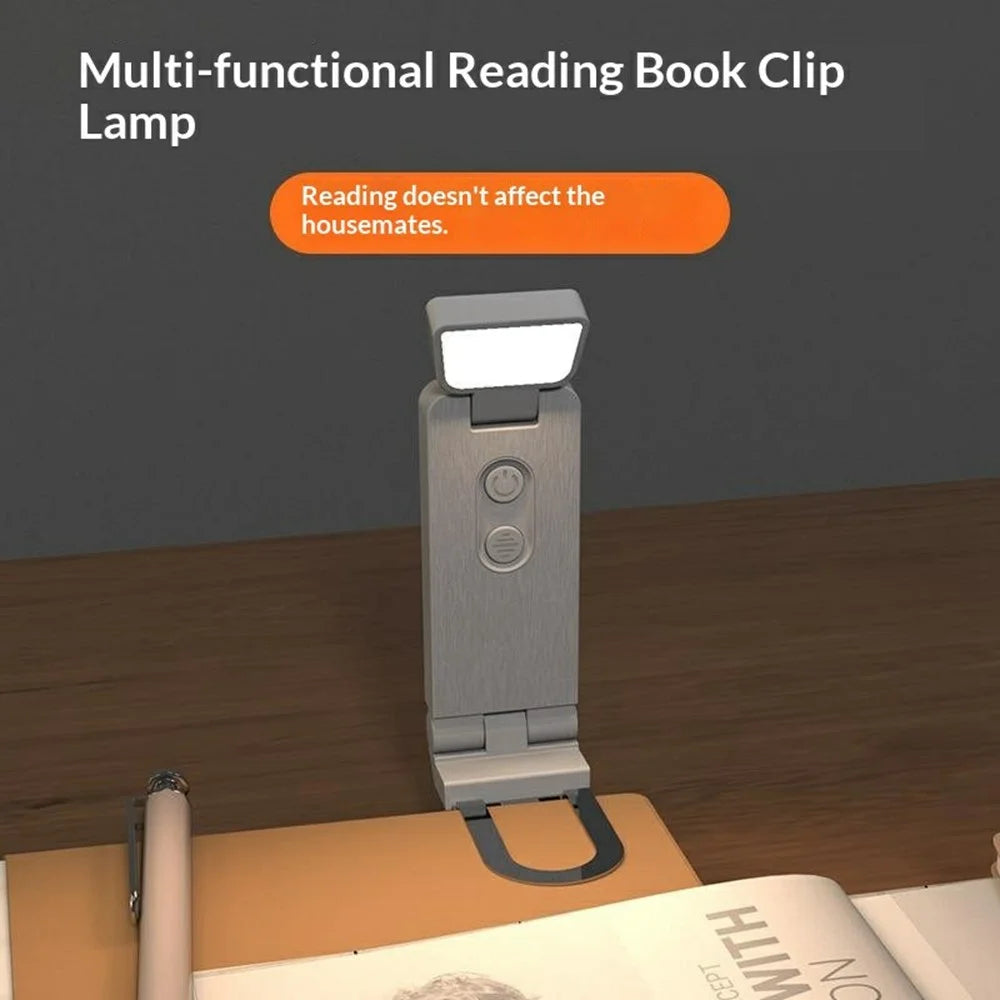 B303 Mini USB Rechargeable Clip LED Reading Light 200mAh 6 Brightness Levels Warm Light for Books - White - 3