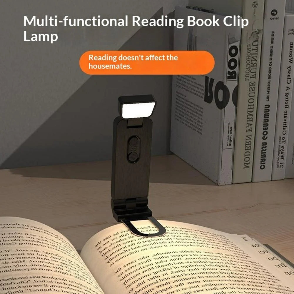 B303 Mini USB Rechargeable Clip LED Reading Light 200mAh 6 Brightness Levels Warm Light for Books - White - 4