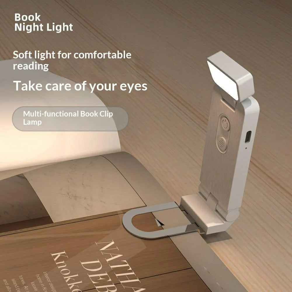 B303 Mini USB Rechargeable Clip LED Reading Light 200mAh 6 Brightness Levels Warm Light for Books - White - 5