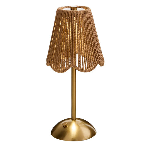 7035 Vintage Rattan Table Lamp Touch Control 3 Color Temperatures Desk Light for Bedroom Restaurant Bar - 1200mAh Battery - 1