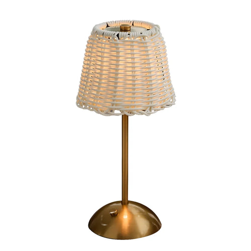 7033 Vintage Rattan Table Lamp Touch Control 3-Color Dimmable LED Desk Light for Bedroom Restaurant Bar - 1