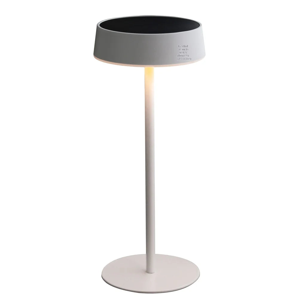 7018 Solar Table Lamp 3-Color Dimmable LED Desk Light for Dining Room Outdoor Camping - White - 1