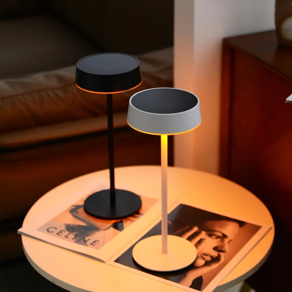 7018 Solar Table Lamp 3-Color Dimmable LED Desk Light for Dining Room Outdoor Camping - White - 2