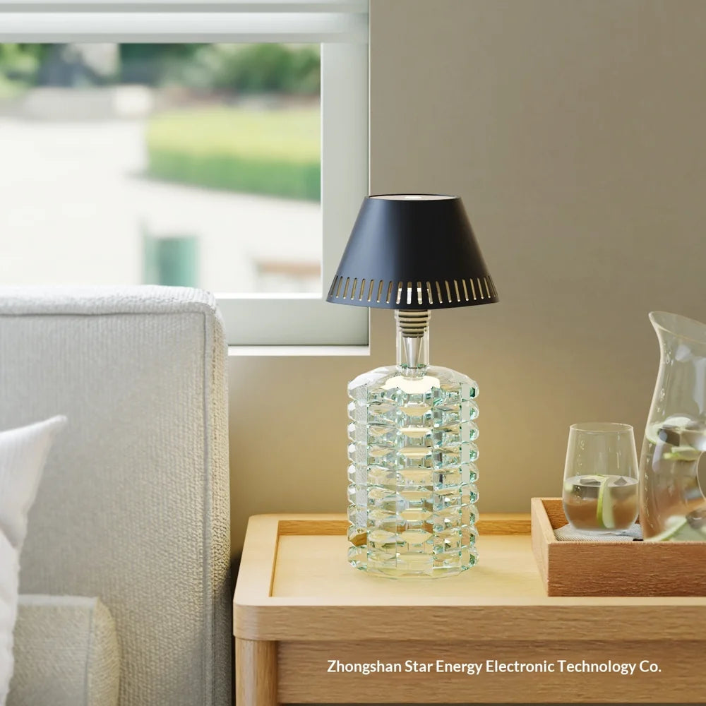 8113 Minimalist Wine Bottle Lamp 3-Color Touch Control Ambient Lamp for Dining Room Living Room - White - 3