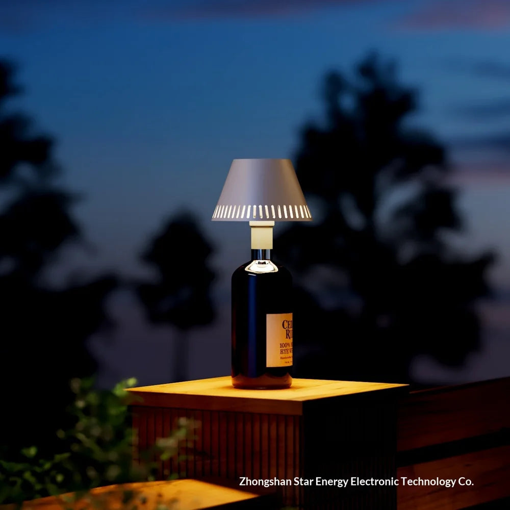 8113 Minimalist Wine Bottle Lamp 3-Color Touch Control Ambient Lamp for Dining Room Living Room - White - 4