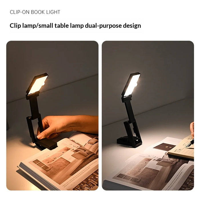 MZ-L3401 Rechargeable LED Clip Reading Light Foldable Mini Desk Lamp Eye Protection Study Light - Black - 3