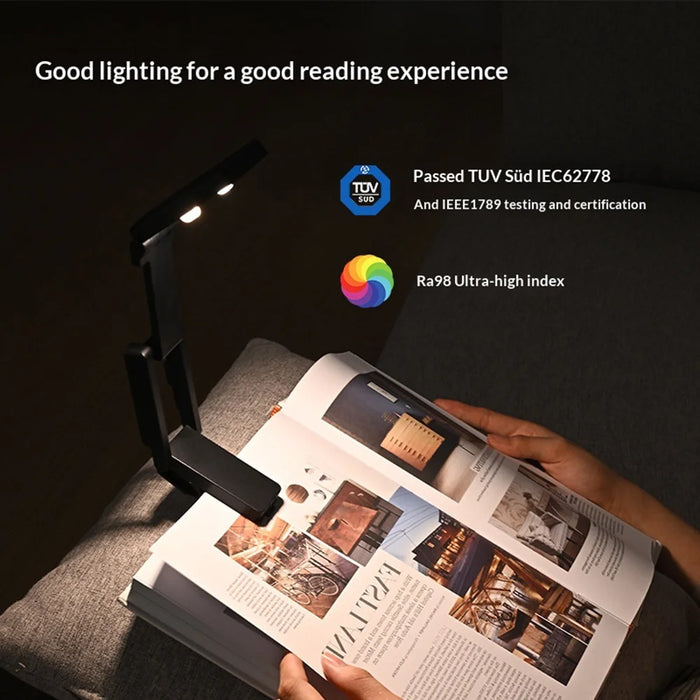 MZ-L3401 Rechargeable LED Clip Reading Light Foldable Mini Desk Lamp Eye Protection Study Light - Black - 4