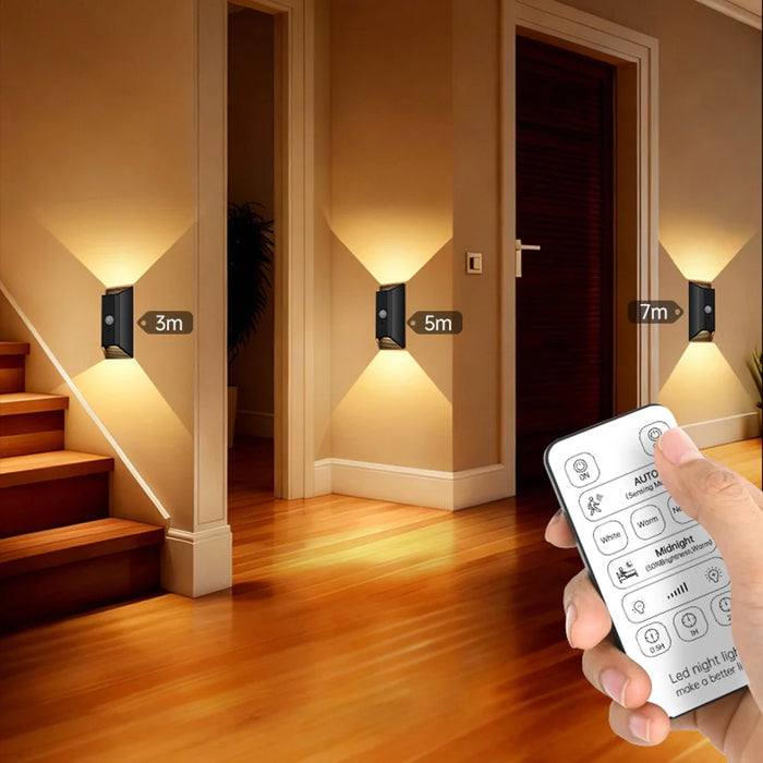 MZ-L5101 PIR Motion Sensor LED Wall Light Dimmable Wireless Remote Control Magnetic Mount Lamp - Black - 3